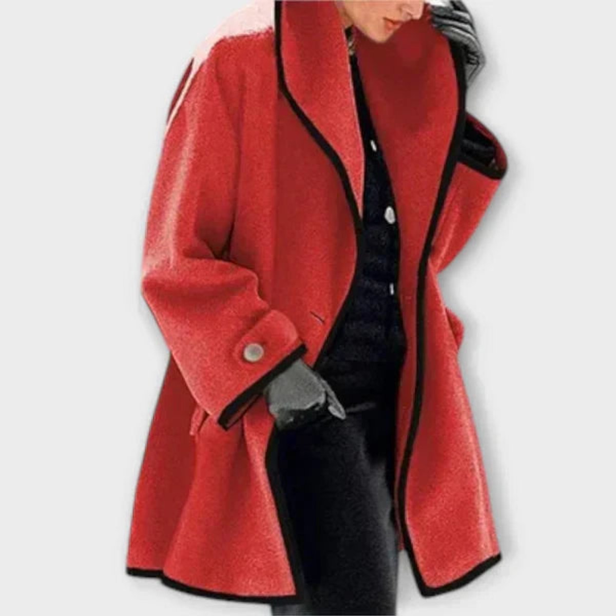Marchetta | Women's Shawl Collar Swing Coat with Contrast Piping