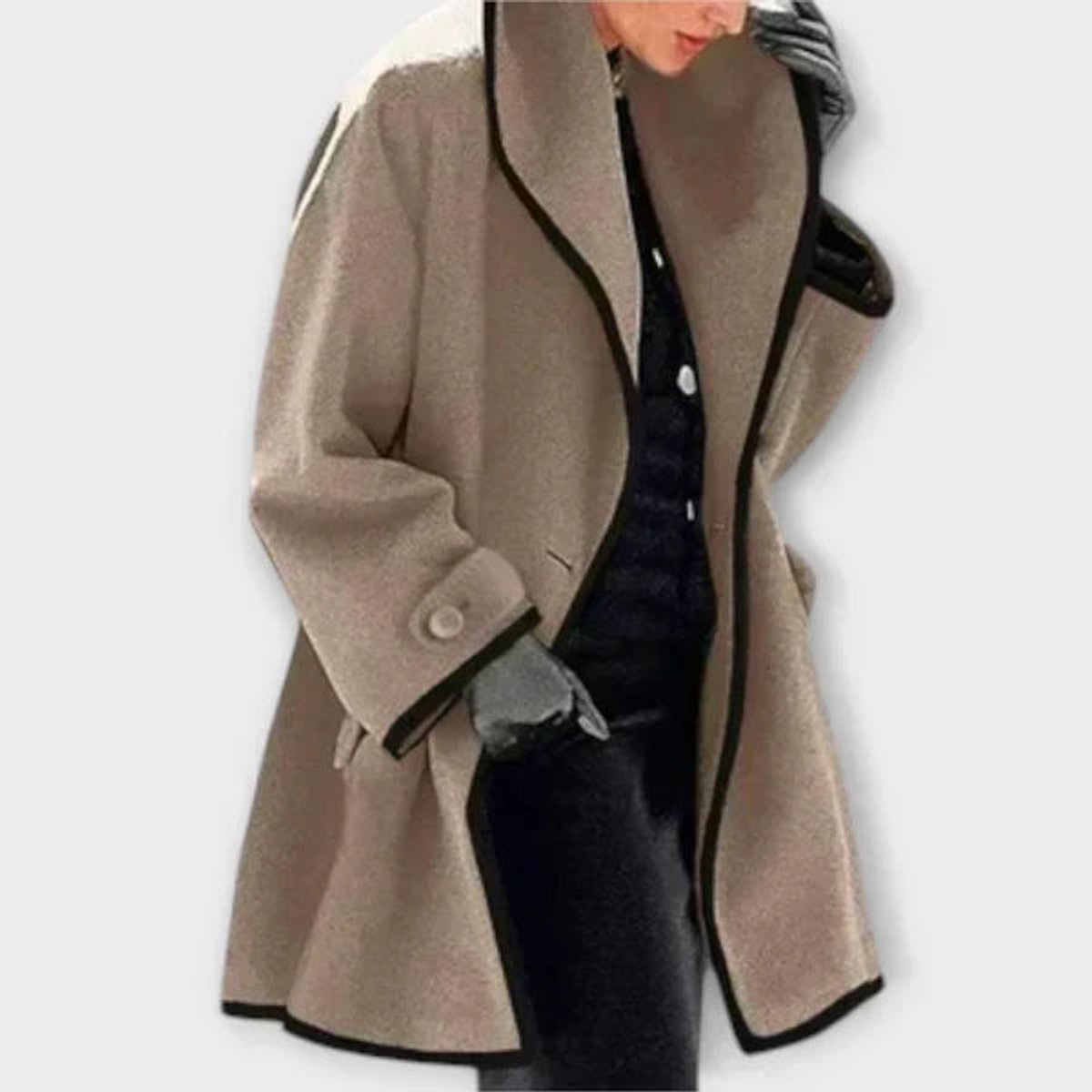 Marchetta | Women's Shawl Collar Swing Coat with Contrast Piping