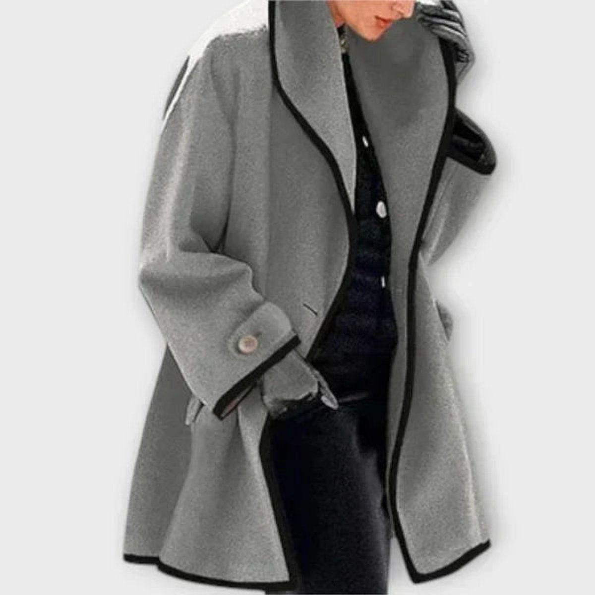 Marchetta | Women's Shawl Collar Swing Coat with Contrast Piping