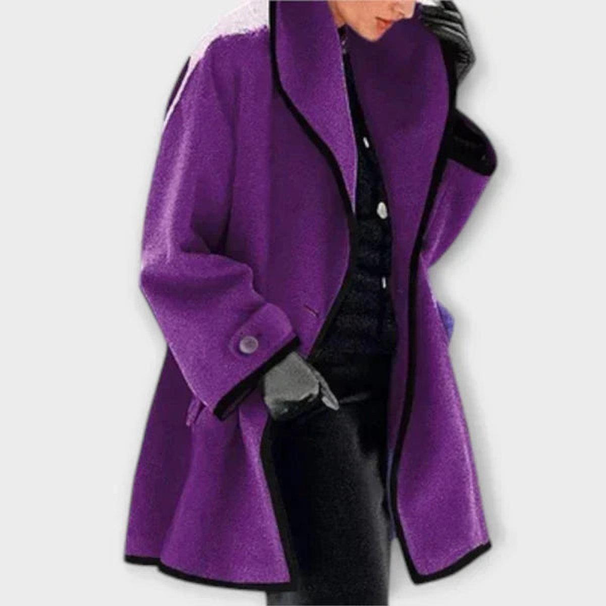 Marchetta | Women's Shawl Collar Swing Coat with Contrast Piping