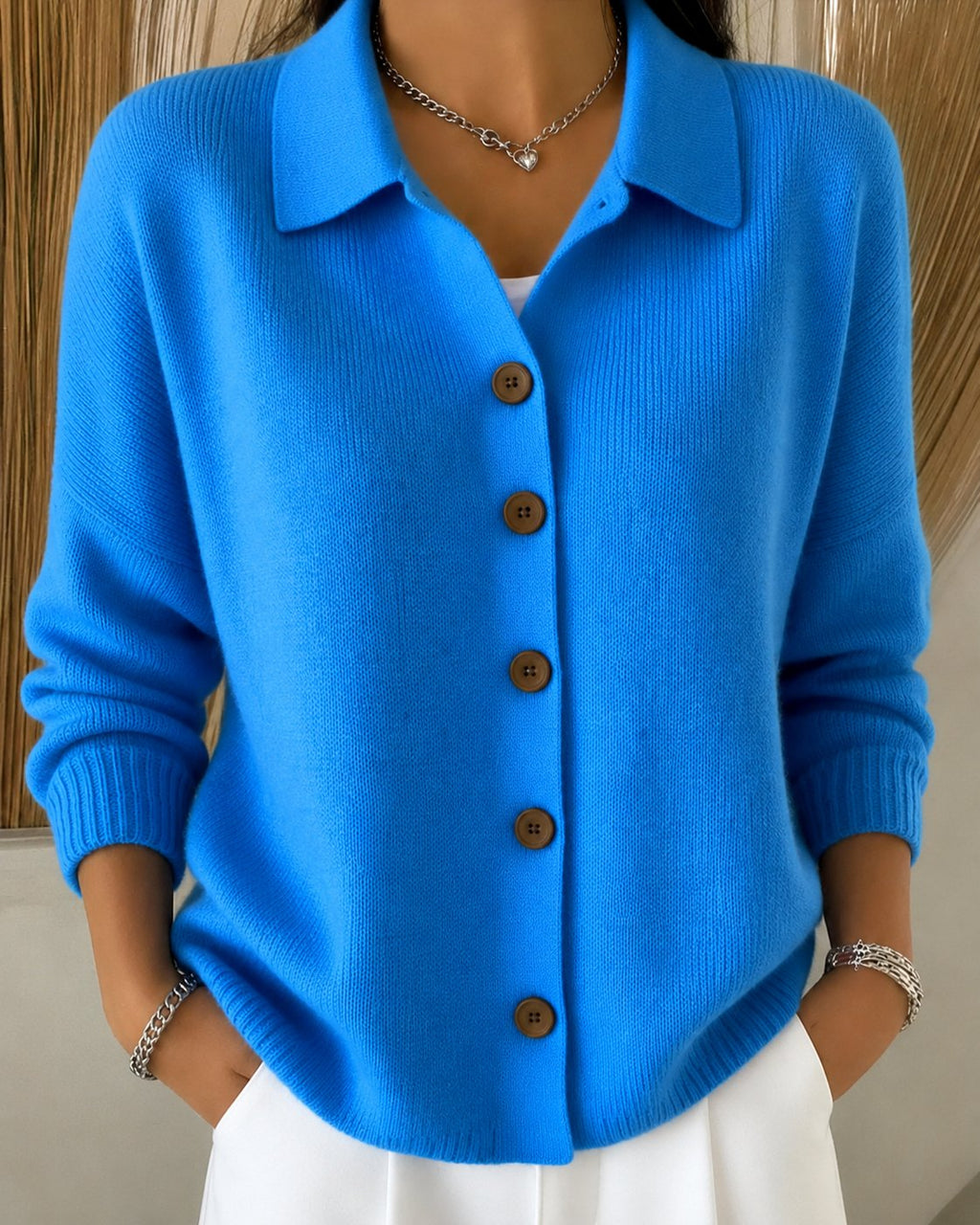 Delphine | Women's Collared Button-Down Knit Cardigan