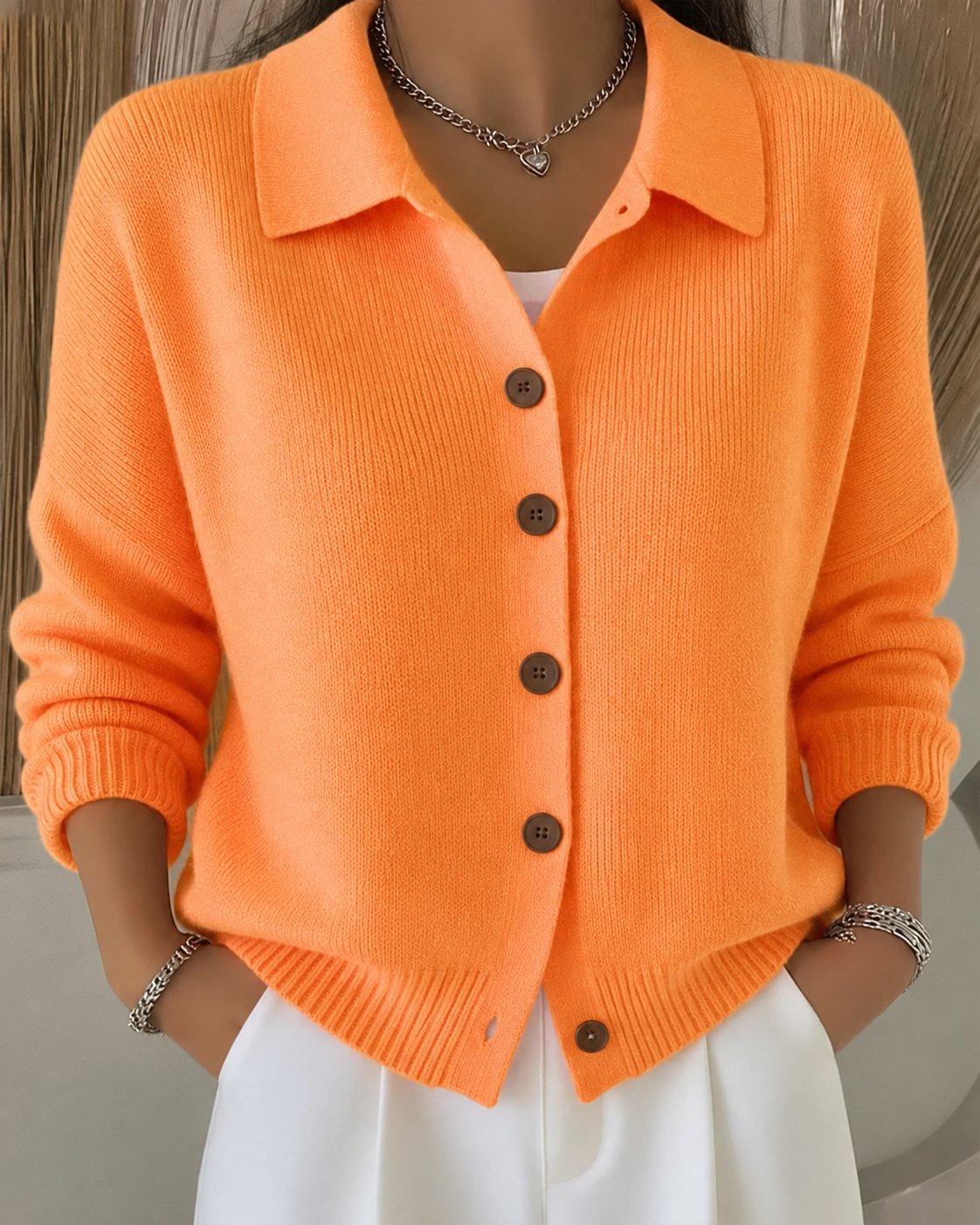 Delphine | Women's Collared Button-Down Knit Cardigan