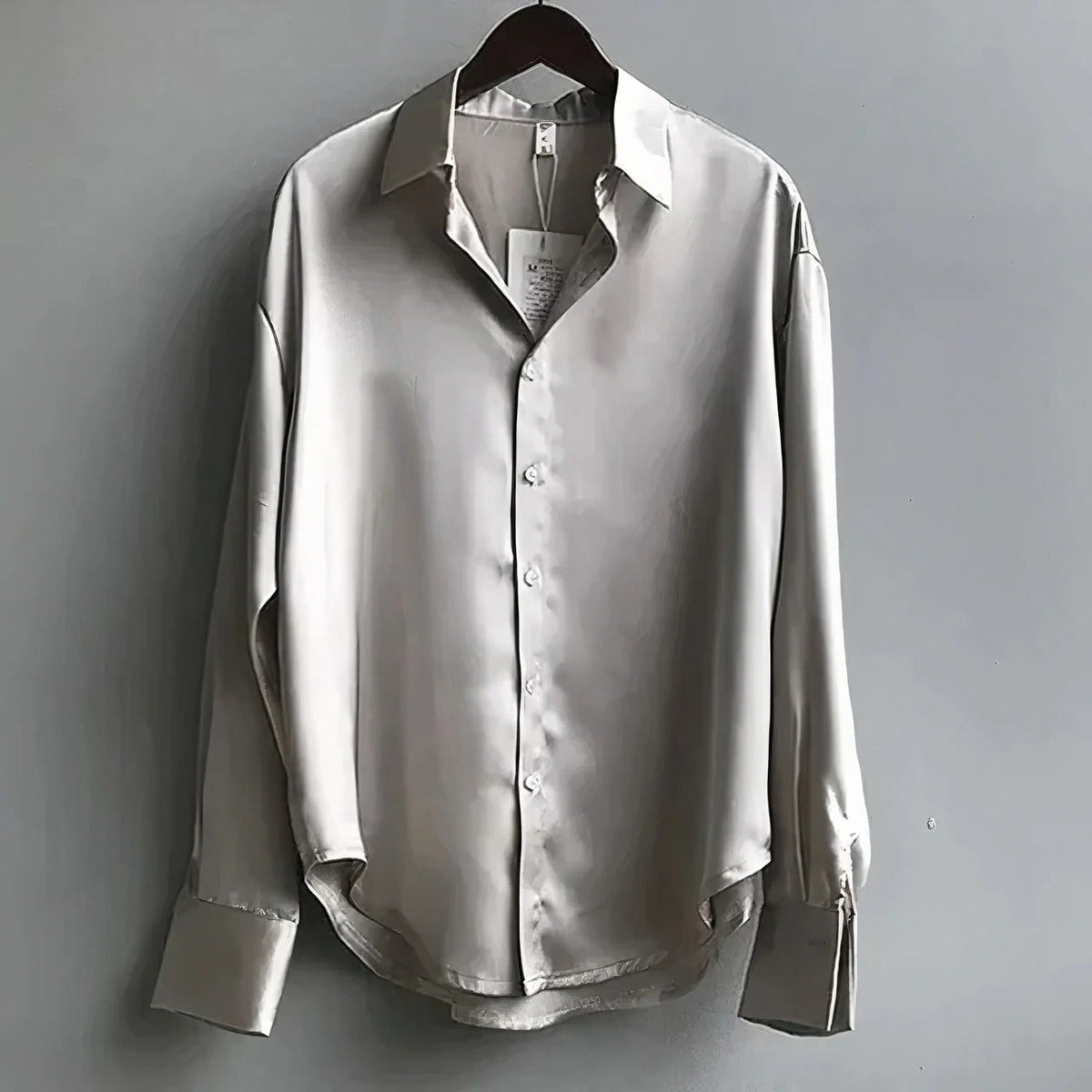 Genevieve | Women's Satin Shirt with Pointed Collar and Buttoned Cuffs