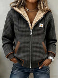 Marisol | Women's Sherpa Lined Hooded Fleece Jacket with Waffle Texture
