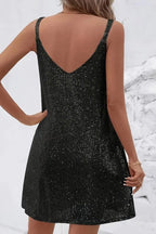 Sequin V-Neck Swing Mini Homecoming Dress