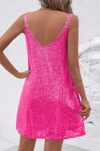 Sequin V-Neck Swing Mini Homecoming Dress