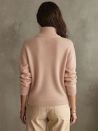 Clementine | Women's Half-Zip Stand Collar Sweater with Ribbed Trim