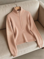 Clementine | Women's Half-Zip Stand Collar Sweater with Ribbed Trim