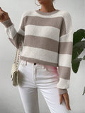 Anouk | Women's Cropped Striped Crew Neck Sweater