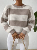 Anouk | Women's Cropped Striped Crew Neck Sweater