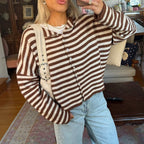Coralie | Women's Striped Button-Up Cardigan