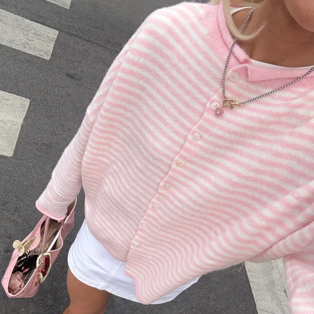 Coralie | Women's Striped Button-Up Cardigan