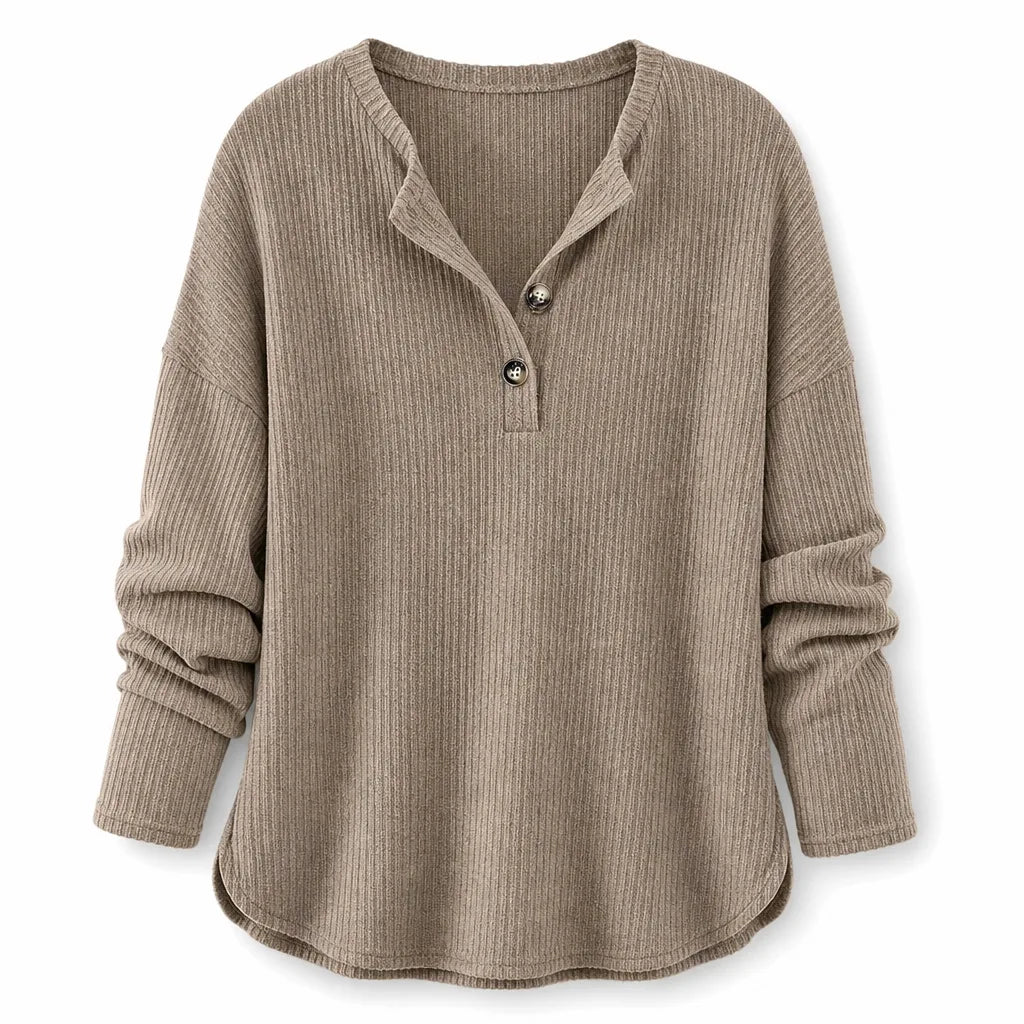 Isla | Women’s Henley Ribbed Knit Sweater