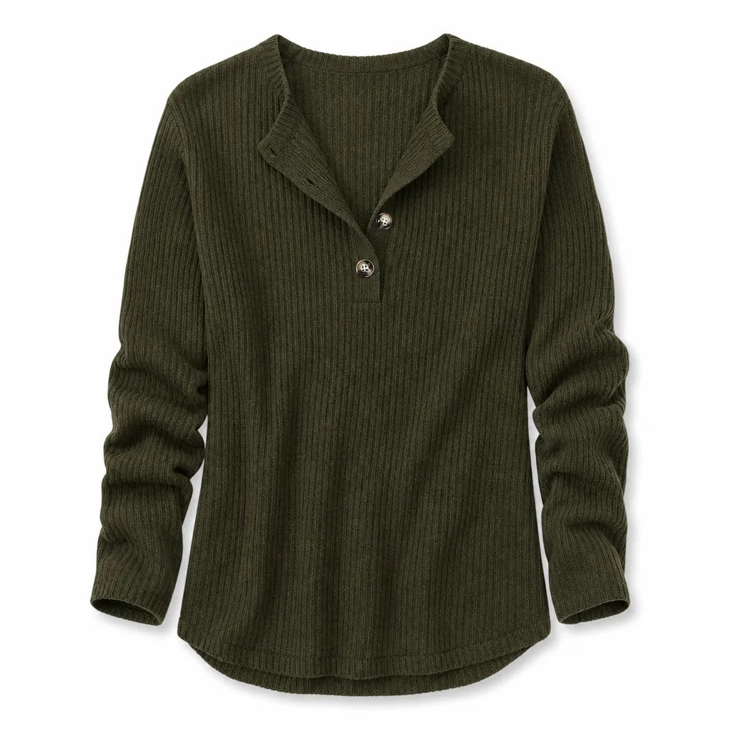 Isla | Women’s Henley Ribbed Knit Sweater