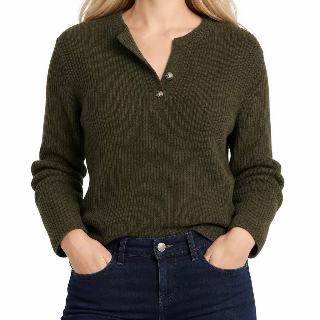 Isla | Women’s Henley Ribbed Knit Sweater