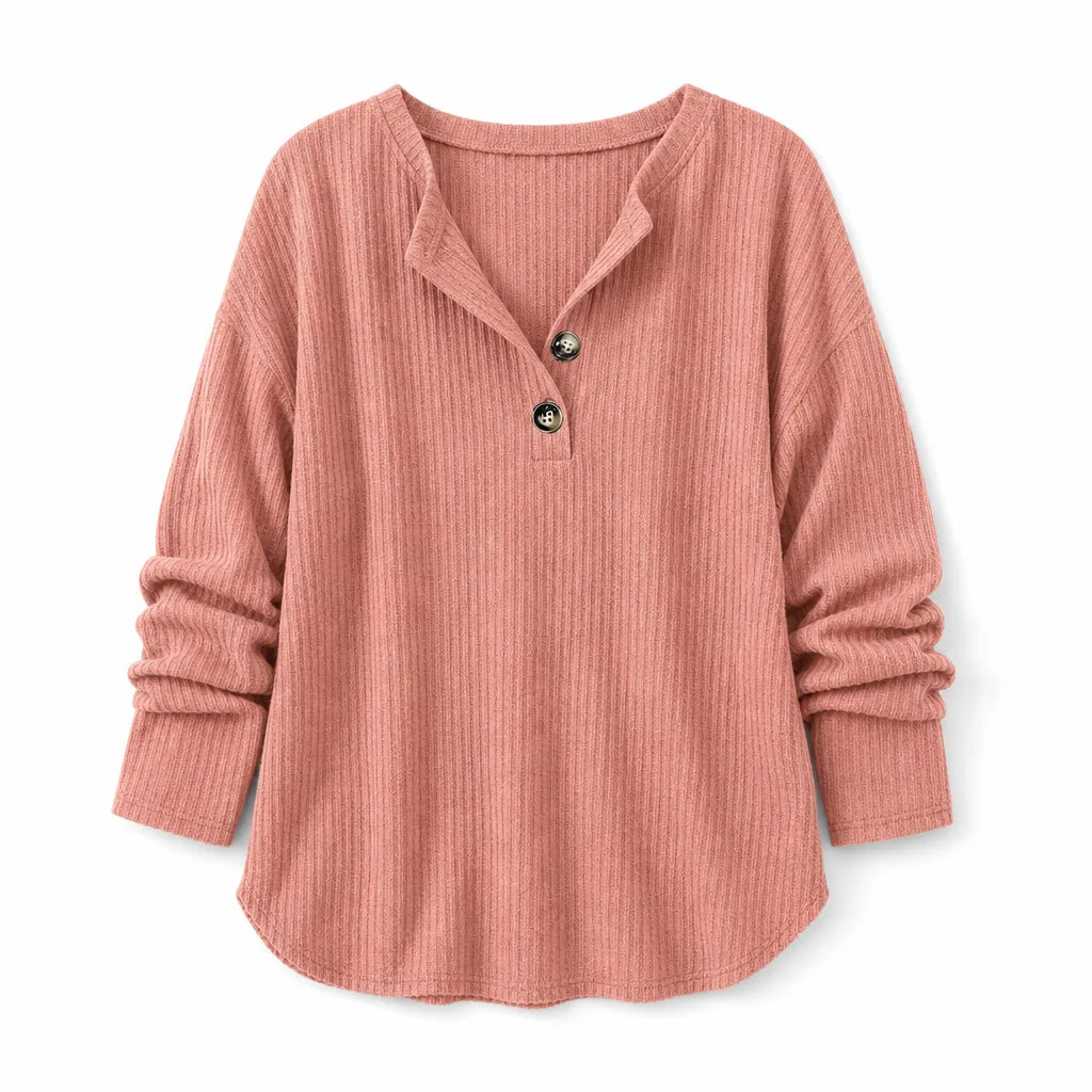 Isla | Women’s Henley Ribbed Knit Sweater