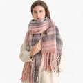 Greta | Women’s Plaid Blanket Scarf with Tassels