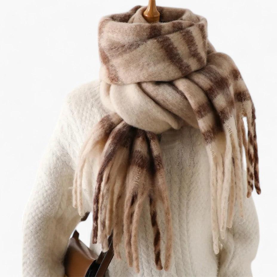 Greta | Women’s Plaid Blanket Scarf with Tassels