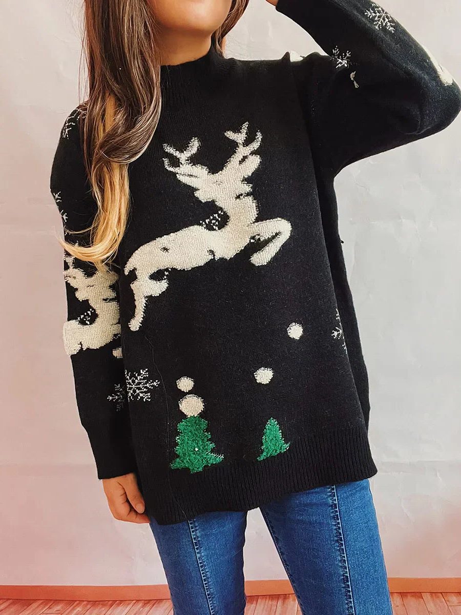 Maeve | Women’s Christmas Reindeer Mock Neck Sweater