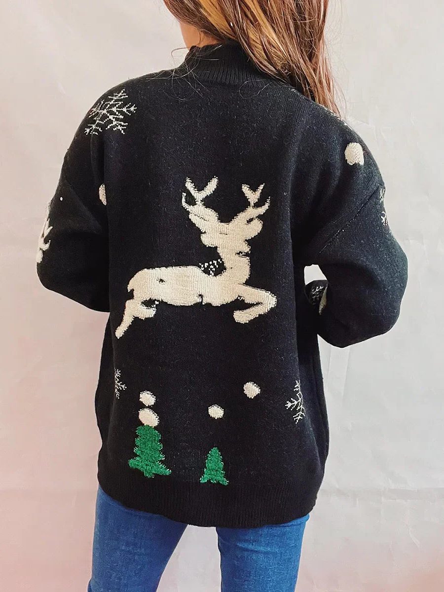 Maeve | Women’s Christmas Reindeer Mock Neck Sweater