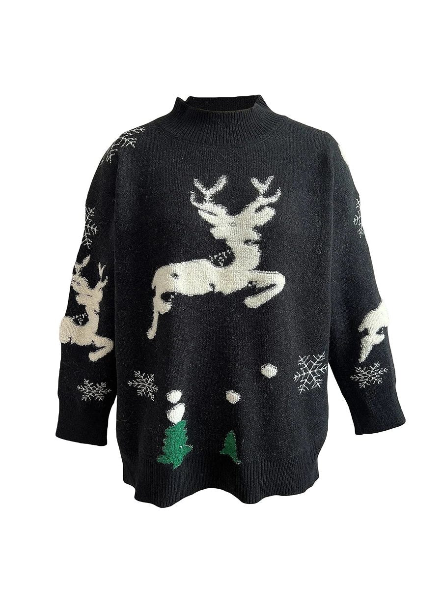 Maeve | Women’s Christmas Reindeer Mock Neck Sweater