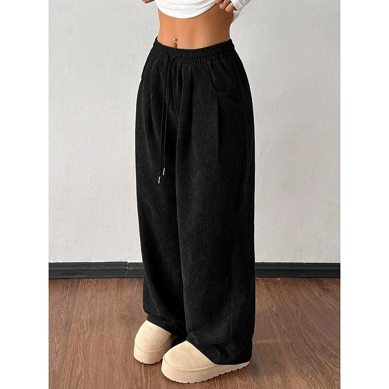 Marisette | Women's Wide-Leg Corduroy Trousers with Drawstring