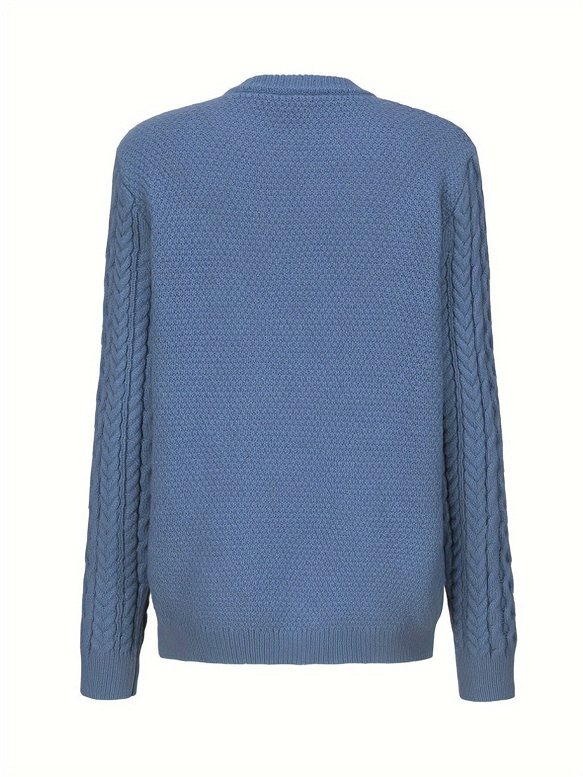 Ysabeau | Women's Chunky Cable Knit Crew Neck Cardigan with Pockets