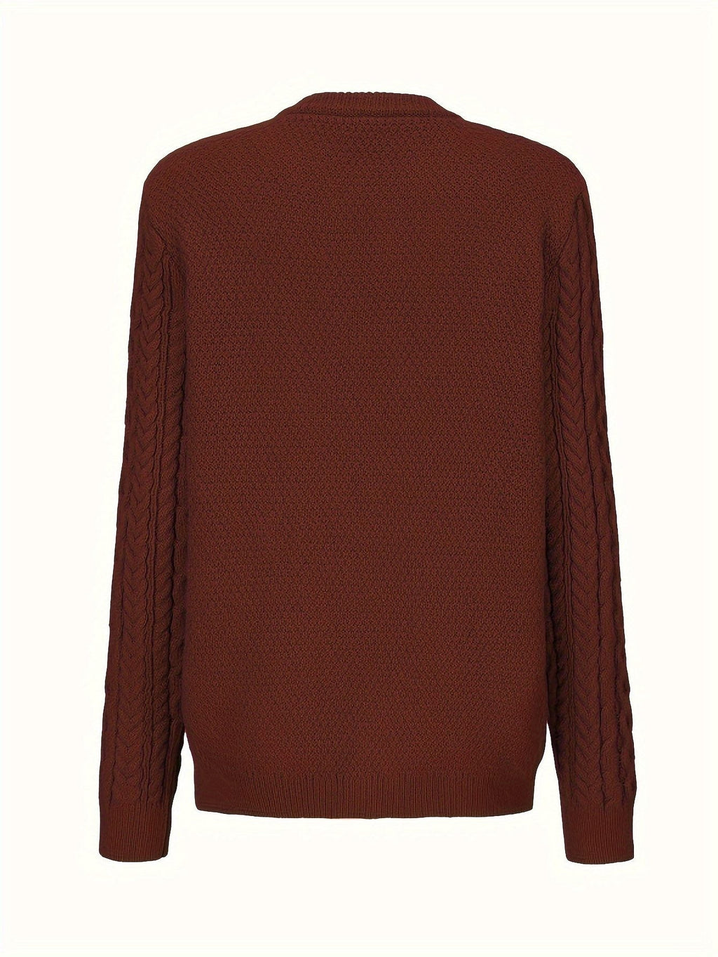 Ysabeau | Women's Chunky Cable Knit Crew Neck Cardigan with Pockets