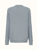 Ysabeau | Women's Chunky Cable Knit Crew Neck Cardigan with Pockets