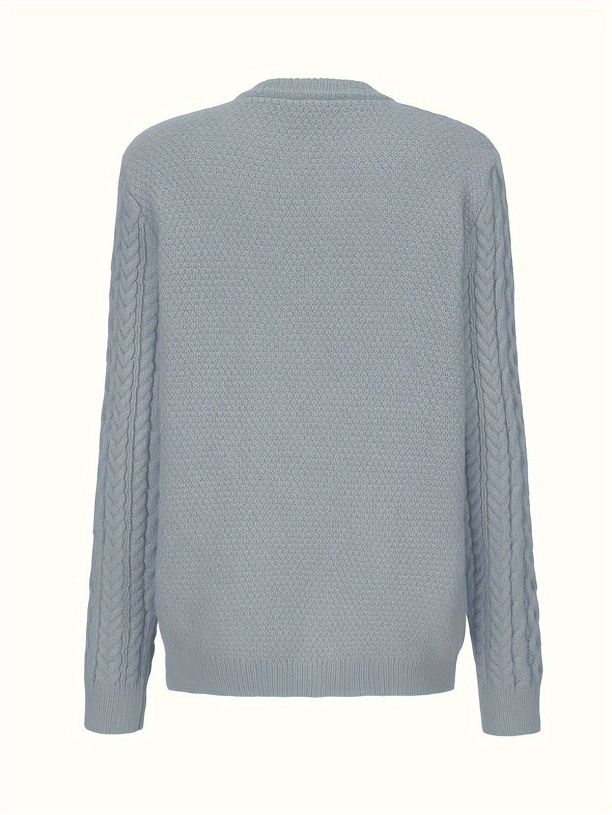 Ysabeau | Women's Chunky Cable Knit Crew Neck Cardigan with Pockets