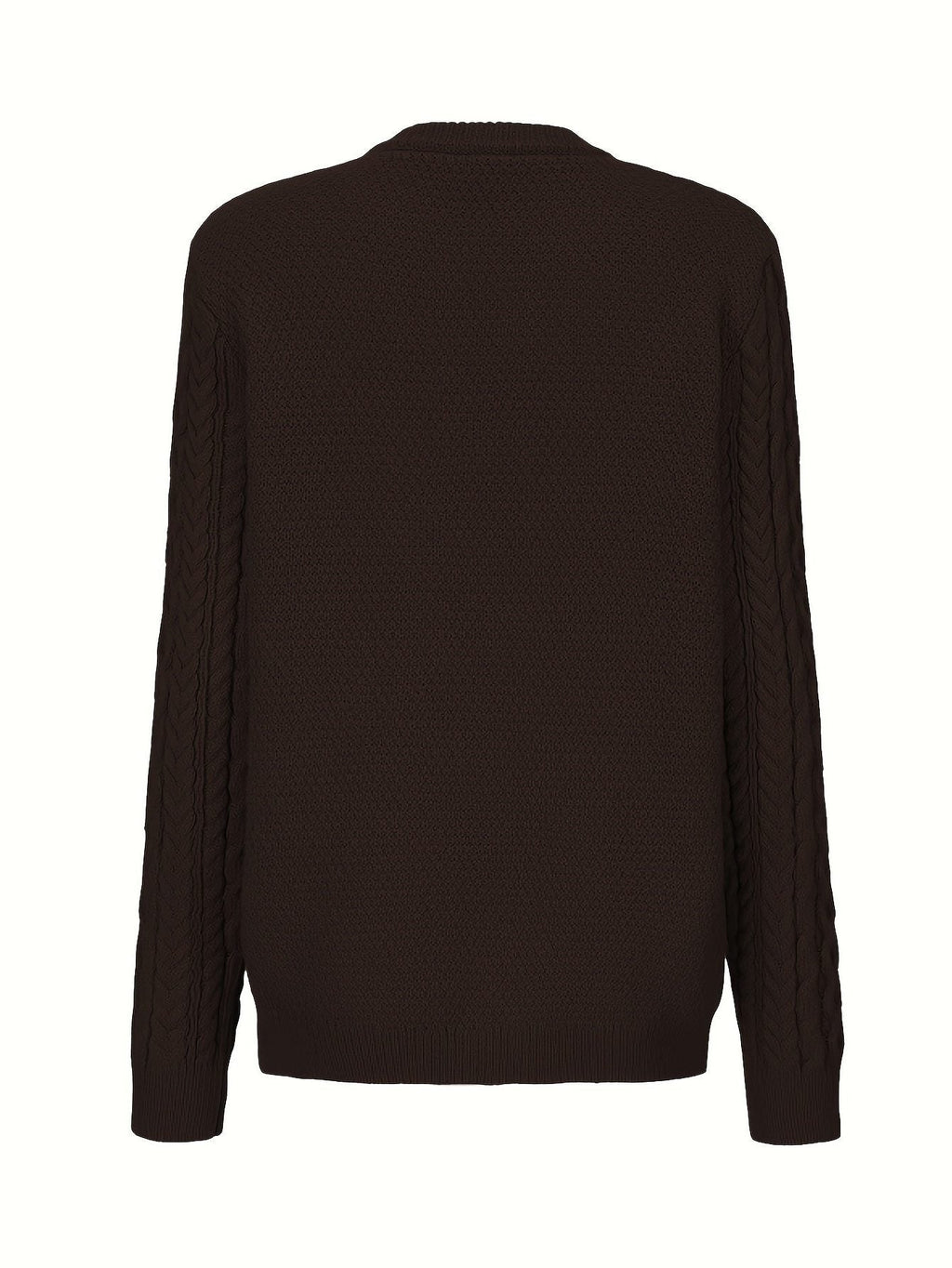 Ysabeau | Women's Chunky Cable Knit Crew Neck Cardigan with Pockets