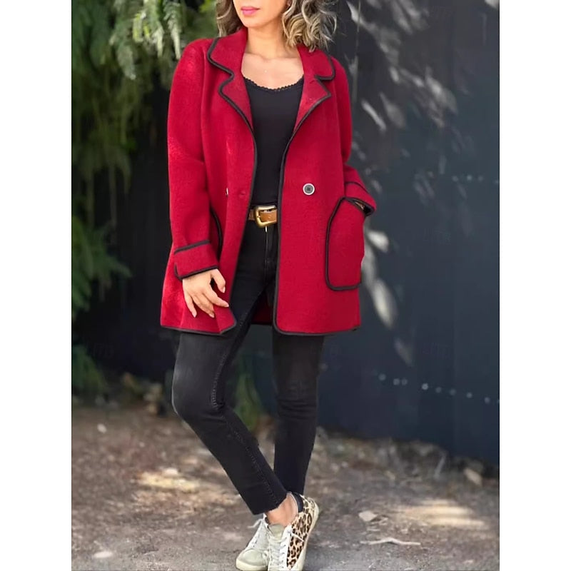 Isadora | Women's Long Oversized Contrast-Trim Jacket